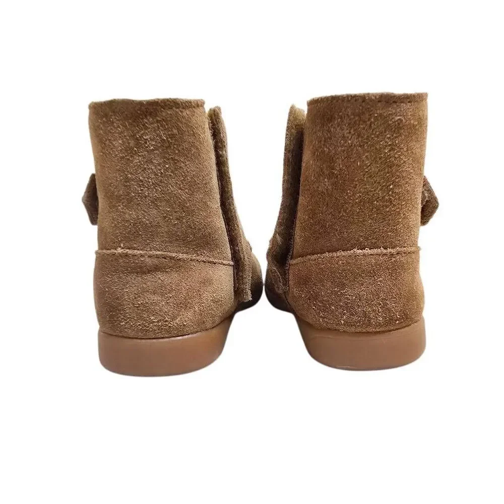 UGG Keelan Toddler Boots Chestnut Suede Fleece Shearling Ankle Booties 7